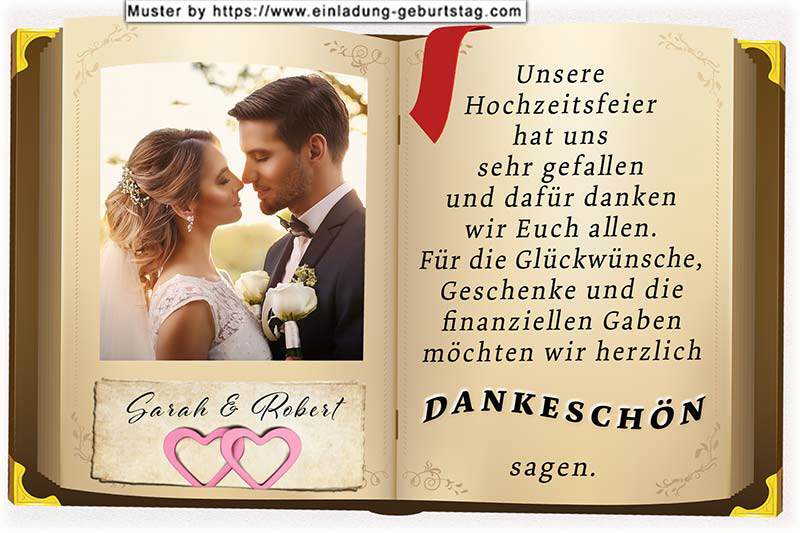 Die Dankeskarte zur Hochzeit mit dem Schriftzug Hochzeit auf einem Wegweiser