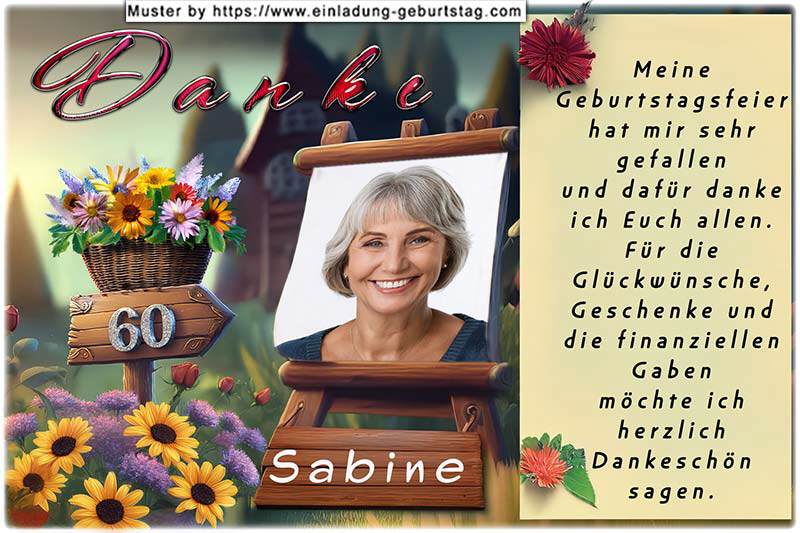 Die lustige Danksagungskarte zum Geburtstag mit Ihrem Foto auf einer Goldpapierrolle