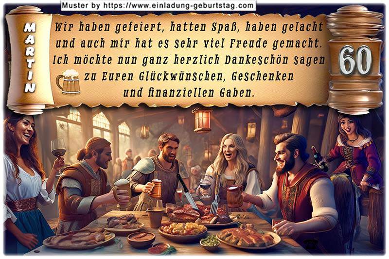 Die lustige Danksagungskarte zum Geburtstag mit dem Text auf einer Holztafel