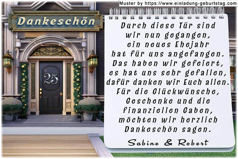 die Danksagungskarte zur Silberhochzeit mit Ihrem Foto in einem Buch