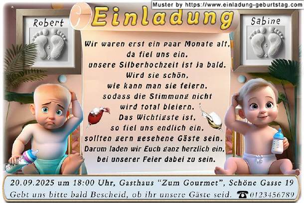 lustige Einladung Silberhochzeit - frühe Planungen