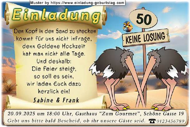 Einladung Goldene Hochzeit lustig - keine Lösung