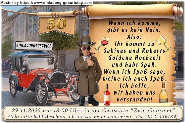 Einladung Goldene Hochzeit lustig - Aufforderung