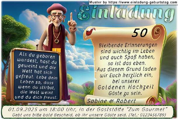 Einladung Goldene Hochzeit lustig - der Prophet