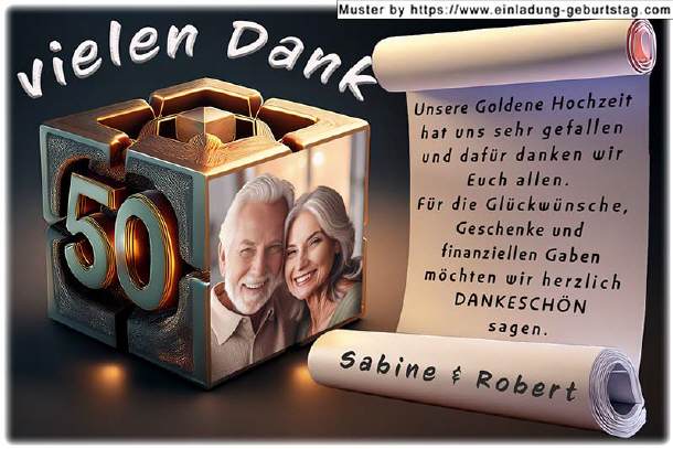 Danksagung Goldene Hochzeit - Fotowürfel