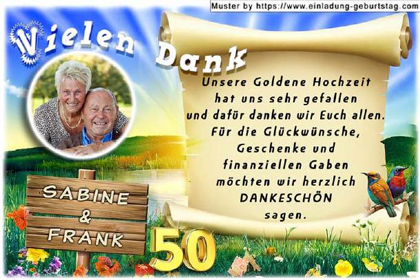Danksagung Goldene Hochzeit - der Sonnenschein
