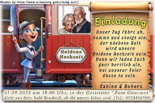 Einladung Goldene Hochzeit - der Zug