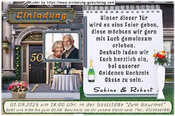 Einladung Goldene Hochzeit Foto und Tür