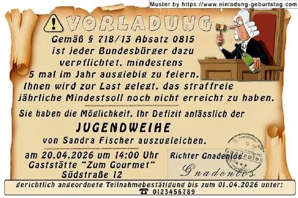 coole Einladung Jugendweihe - die Vorladung