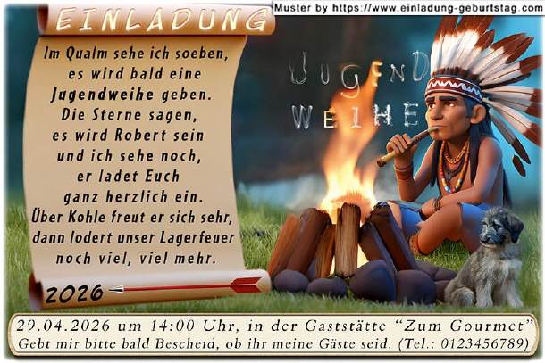 coole Einladung Jugendweihe - die Friedenspfeife