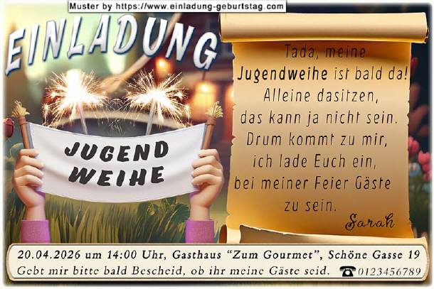 coole Einladung Jugendweihe - Tada