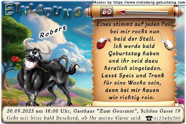 lustige Einladung Geburtstag - der Bulle