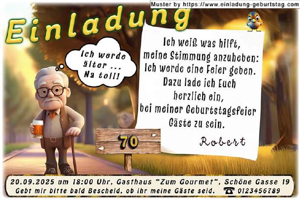 lustige Einladung Geburtstag - älter werden