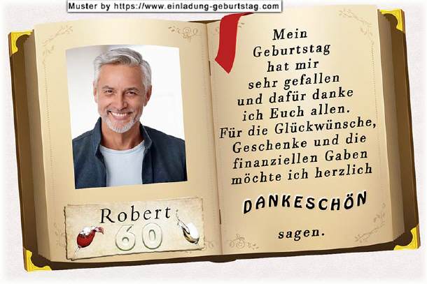 Danksagungskarte Geburtstag - Foto im Buch