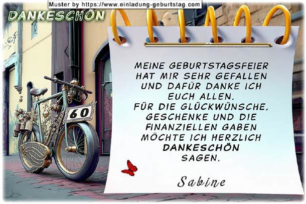 Danksagung Geburtstag - das Fahrrad
