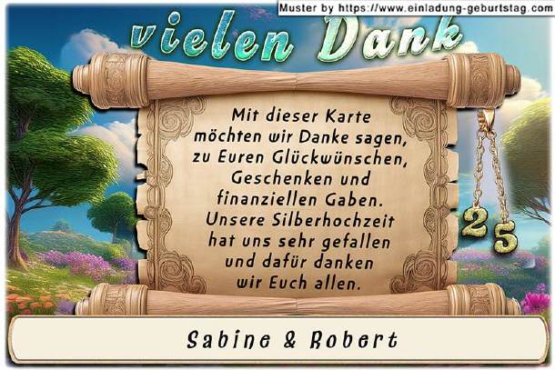 Danksagung Silberhochzeit - Textrolle