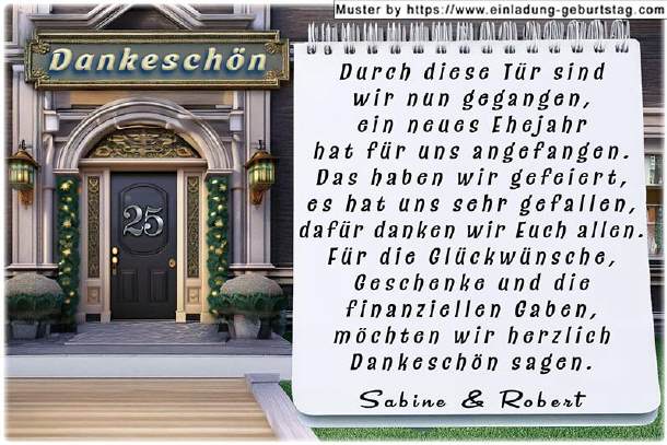 Danksagung Silberhochzeit - die Tür