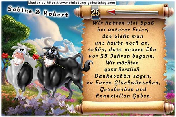 Danksagung Silberhochzeit - glücklich