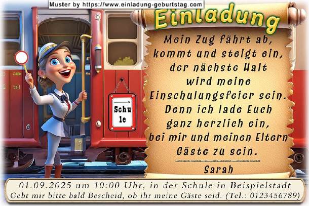 lustige Einladung Einschulung - Sonderzug