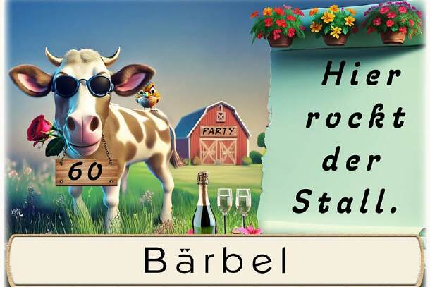 Tischkarte Geburtstag - hier rockt der Stall