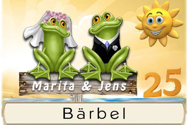 Tischkarte Silberhochzeit - das Froschpaar