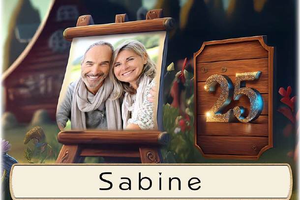 Tischkarte Silberhochzeit, Ihr Foto auf Staffelei