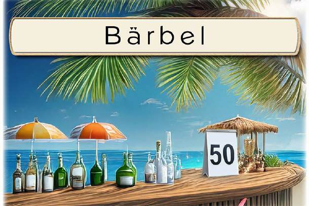 Tischkarte Goldene Hochzeit - die Strandbar