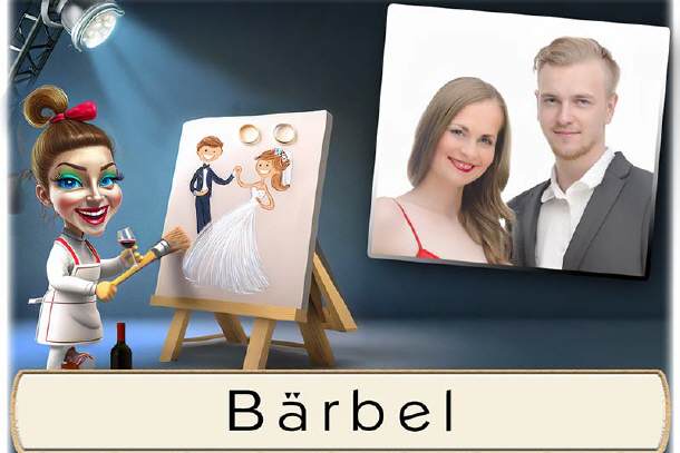 Tischkarte Hochzeit, die lustige Malerin