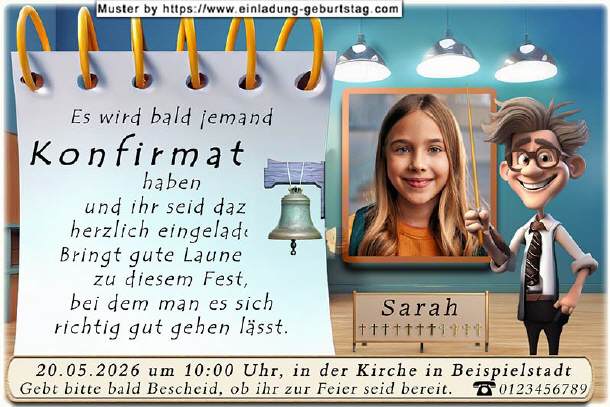 Einladung Konfirmation Foto und Lehrer