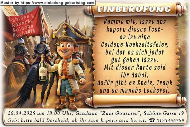 Einladung Goldene Hochzeit lustig - Einberufung