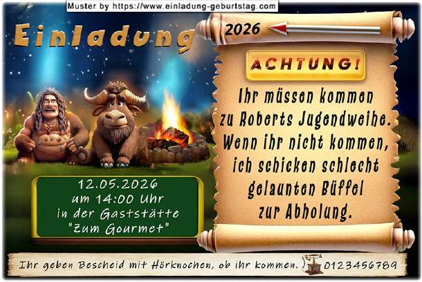 coole Einladung Jugendweihe - der Büffel