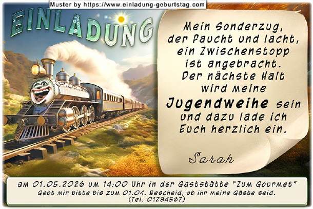 coole Einladung Jugendweihe - der Sonderzug