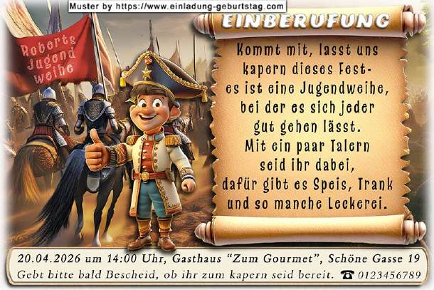 coole Einladung Jugendweihe - die Einberufung