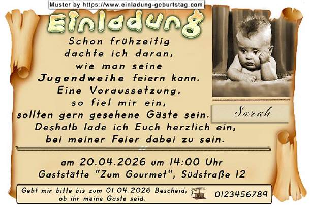 coole Einladung Jugendweihe - frühe Planungen