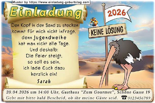 coole Einladung Jugendweihe - keine Lösung