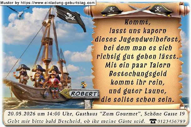 coole Einladung Jugendweihe - die Piraten