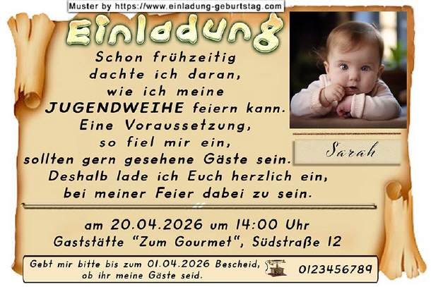 Einladung Jugendweihe - Kinderfoto