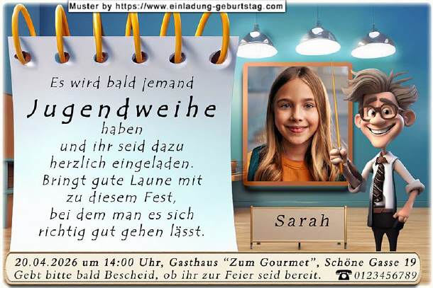 Einladung Jugendweihe - Foto auf Tafel