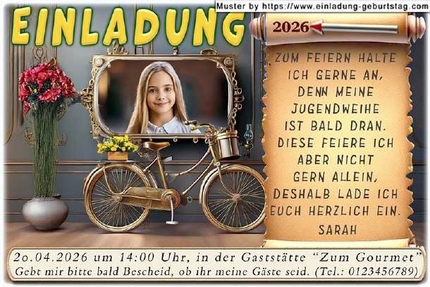 Einladung Jugendweihe - das Fahrrad