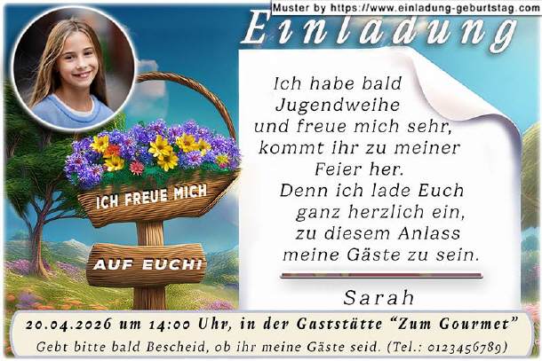 Einladung Jugendweihe - die Hinweistafeln