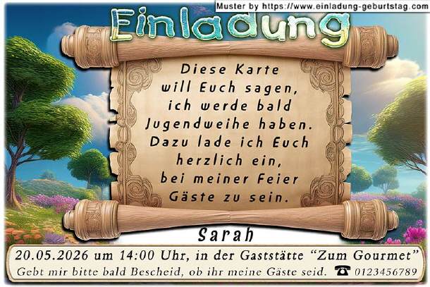 Einladung Jugendweihe - die Schriftrolle