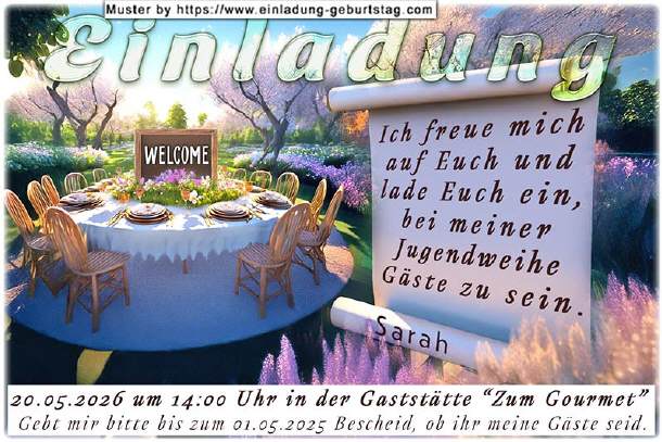 Einladung Jugendweihe - der Feiertisch