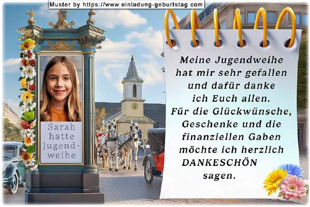 Danksagungskarte Jugendweihe - die Litfaßsäule