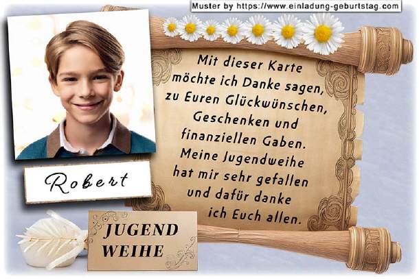 Danksagungskarte Jugendweihe - die Schriftrolle