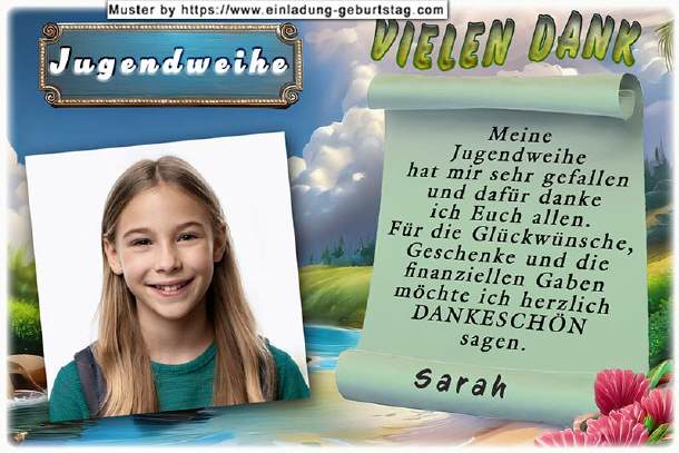 Danksagungskarte Jugendweihe Foto schräg gestellt