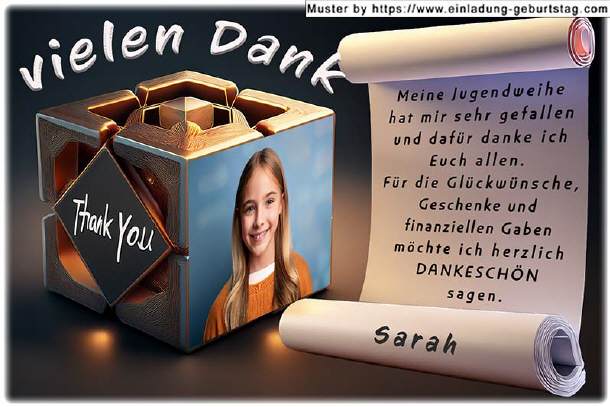 Danksagungskarte Jugendweihe - der Fotowürfel