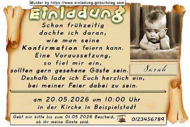 lustige Einladung Konfirmation - frühe Gedanken