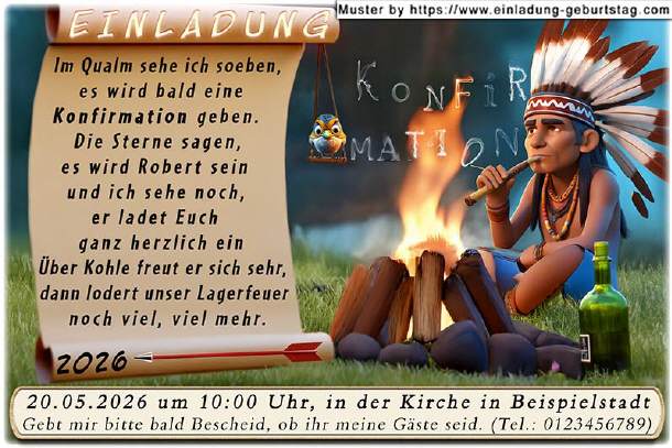 lustige Einladung Konfirmation - Friedenspfeife