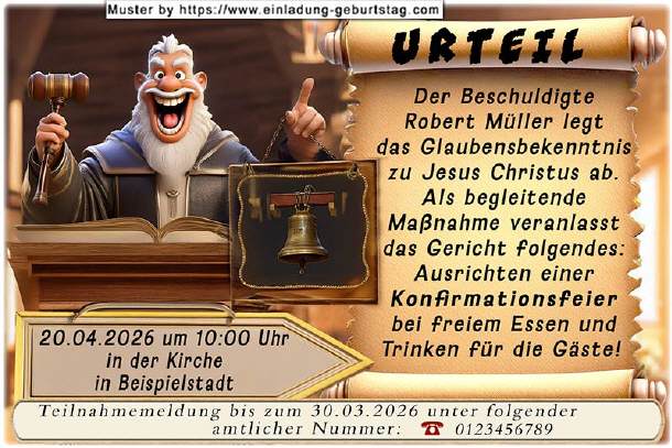 lustige Einladung Konfirmation - das Urteil