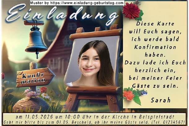 Einladung Konfirmation mit Foto auf Staffelei